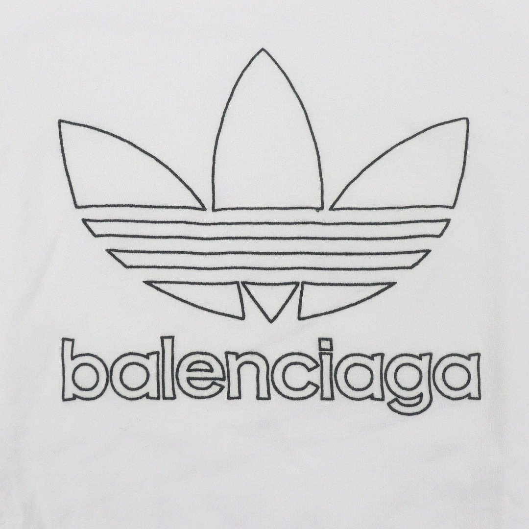未使用品□BALENCIAGA adidas バレンシアガ アディダス 723976 トレフォイルロゴ刺繍 オーバーサイズ 半袖Ｔシャツ ホワイト 3 正規品