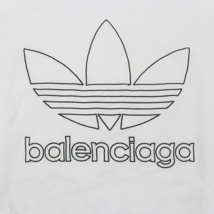 未使用品□BALENCIAGA adidas バレンシアガ アディダス 723976 トレフォイルロゴ刺繍 オーバーサイズ 半袖Ｔシャツ ホワイト 3 正規品