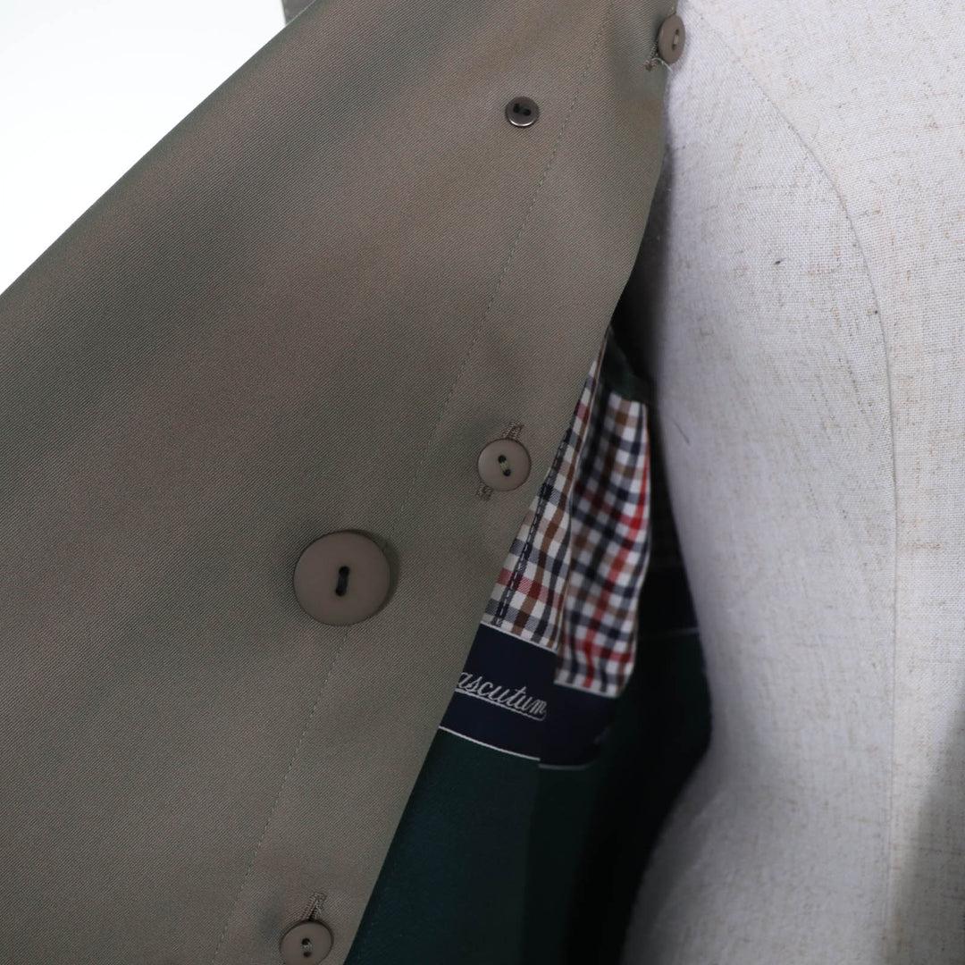 未使用品☆Aquascutum アクアスキュータム 5021350101-45 ウールライナー付 ハーフ トレンチコート カーキ 6 日本製 正規品 レディース