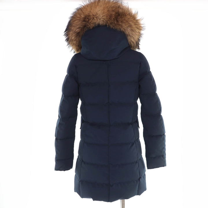 美品☆Pyrenex ピレネックス W18P1 GRENOBLE ラクーンファー・フード付 ダウンコート ネイビー 34 正規品 レディース