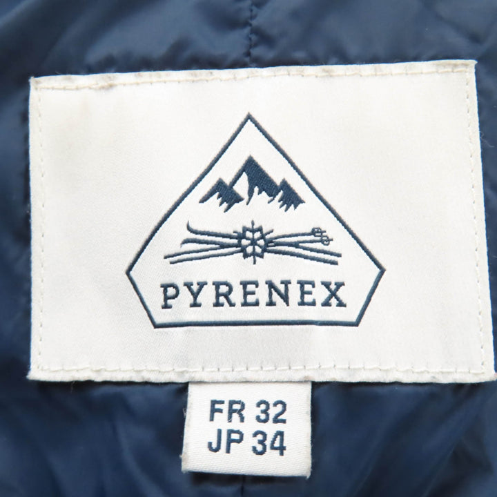 美品☆Pyrenex ピレネックス W18P1 GRENOBLE ラクーンファー・フード付 ダウンコート ネイビー 34 正規品 レディース