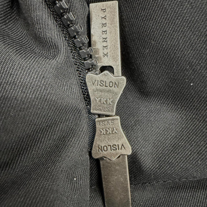 美品◇Pyrenex ピレネックス W19P1 GRENOBLE グルノーブル ロゴワッペン ファー フード付き ダウンジャケット 黒 36 正規品 レディース