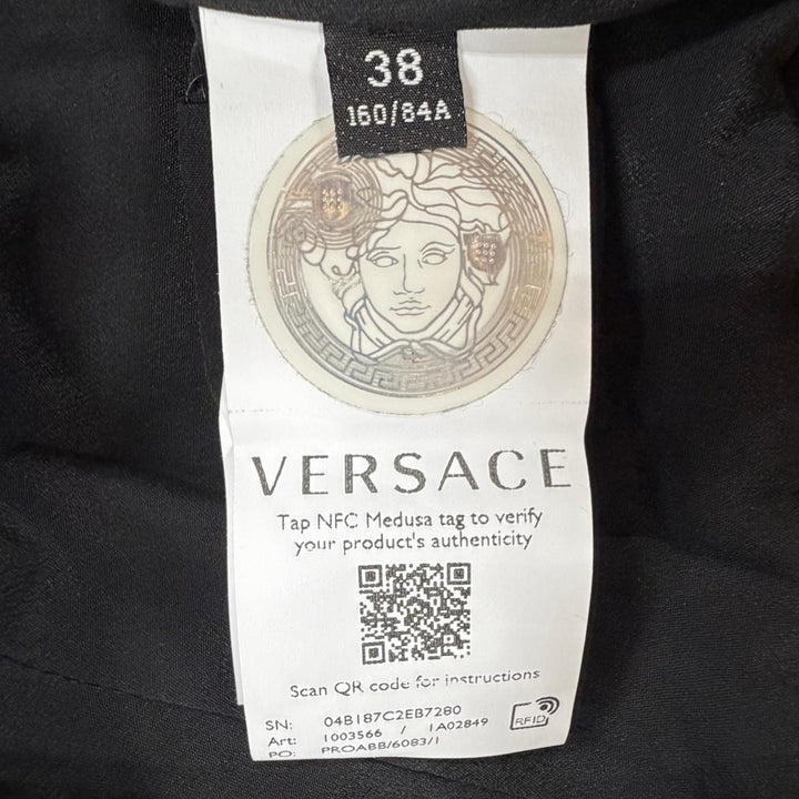 極美品◇VERSACE ヴェルサーチ 2021年製 1003566 コットン100％ ゴールドチェーン メデューサ ツイードノースリーブワンピース 38 伊製