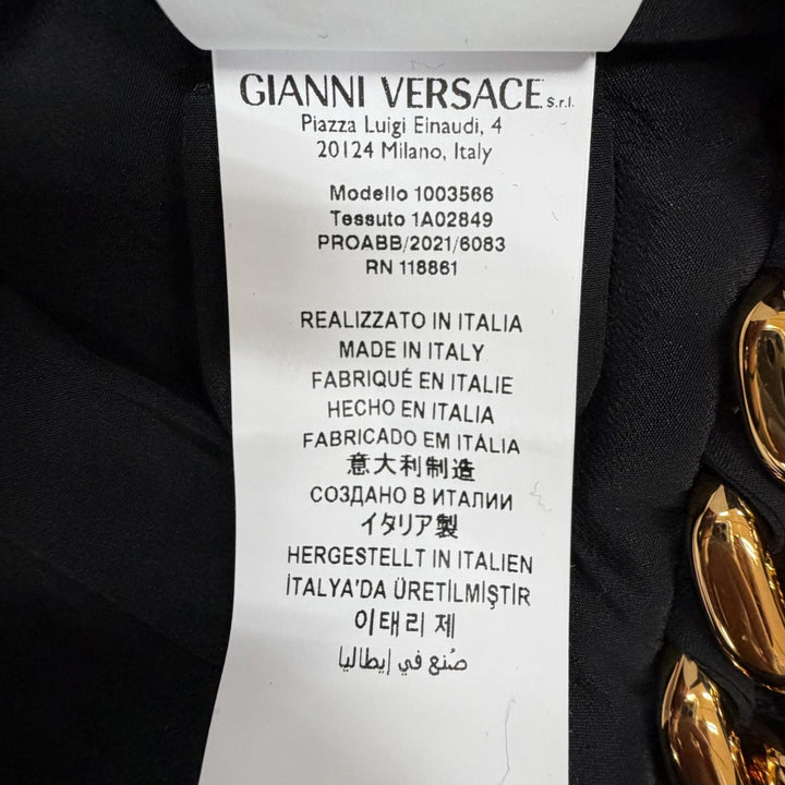 極美品◇VERSACE ヴェルサーチ 2021年製 1003566 コットン100％ ゴールドチェーン メデューサ ツイードノースリーブワンピース 38 伊製