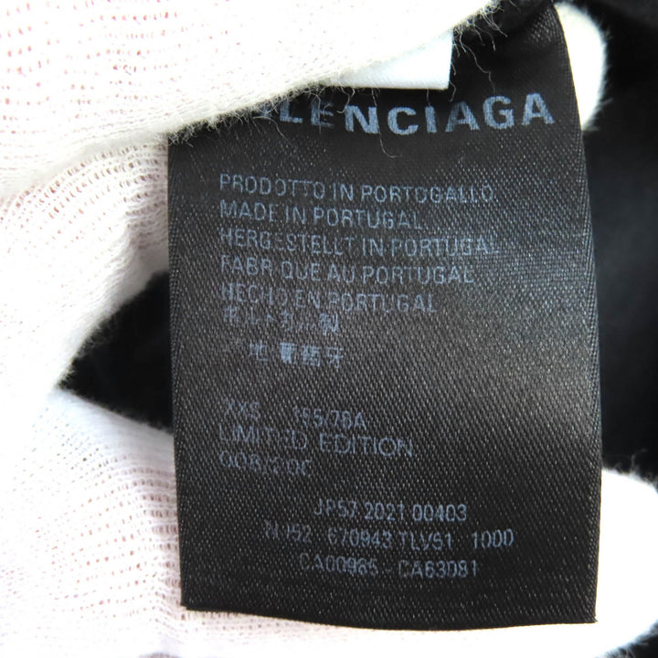 美品△BALENCIAGA バレンシアガ 21SS 670943 コットン100％ ラムシュタイン レギュラーフィット 半袖Ｔシャツ 黒 XXS 正規品