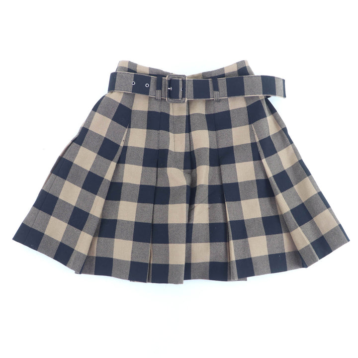 極美品★Christian Dior クリスチャンディオール 041P17A1184 ウール100％ ベルト付 ブロックチェック柄 キュロットスカート 42 正規品
