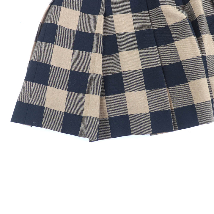 極美品★Christian Dior クリスチャンディオール 041P17A1184 ウール100％ ベルト付 ブロックチェック柄 キュロットスカート 42 正規品