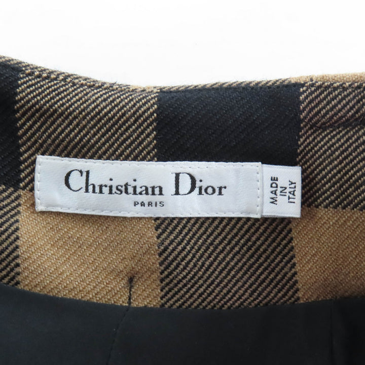 極美品★Christian Dior クリスチャンディオール 041P17A1184 ウール100％ ベルト付 ブロックチェック柄 キュロットスカート 42 正規品