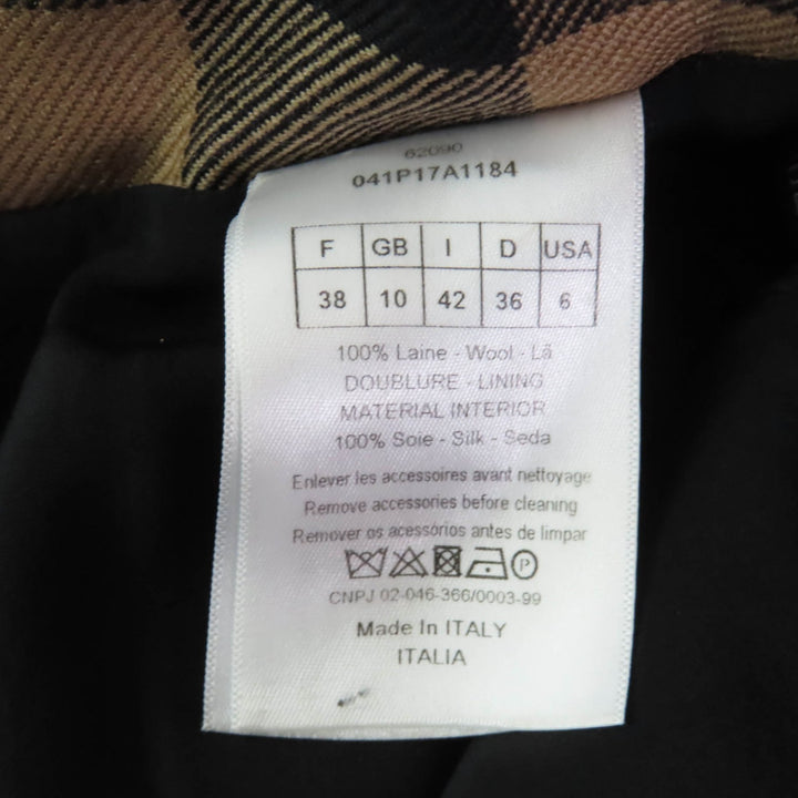 極美品★Christian Dior クリスチャンディオール 041P17A1184 ウール100％ ベルト付 ブロックチェック柄 キュロットスカート 42 正規品