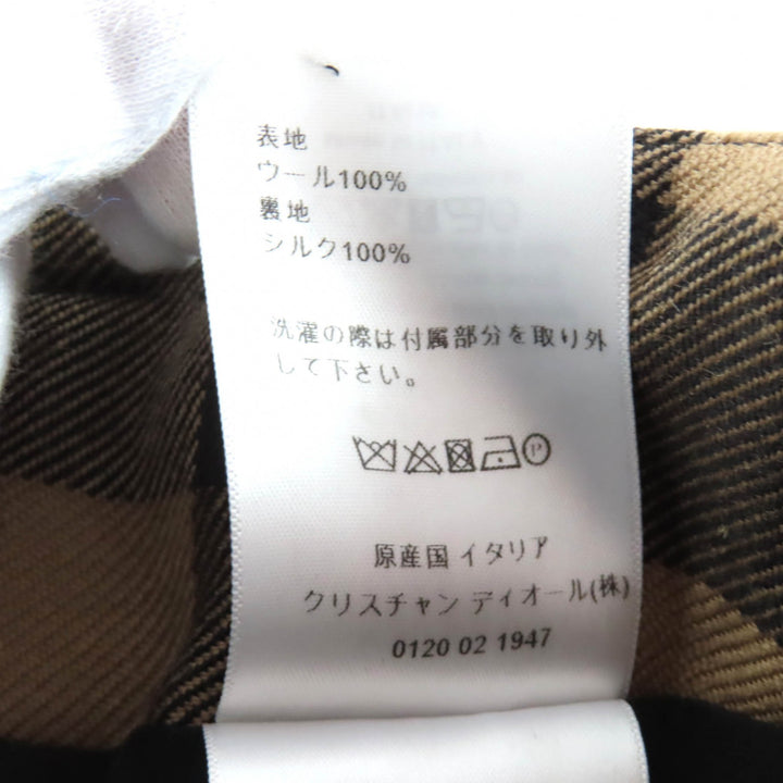 極美品★Christian Dior クリスチャンディオール 041P17A1184 ウール100％ ベルト付 ブロックチェック柄 キュロットスカート 42 正規品