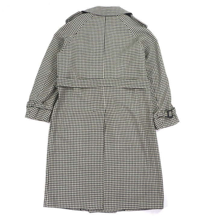 未使用品▼TAGLIATORE タリアトーレ ウール100% 千鳥格子柄 レザー使い ベルト付き ロング トレンチコート ブラック 48 伊製 メンズ