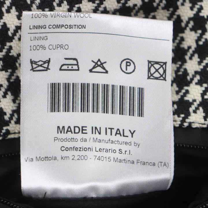 未使用品▼TAGLIATORE タリアトーレ ウール100% 千鳥格子柄 レザー使い ベルト付き ロング トレンチコート ブラック 48 伊製 メンズ