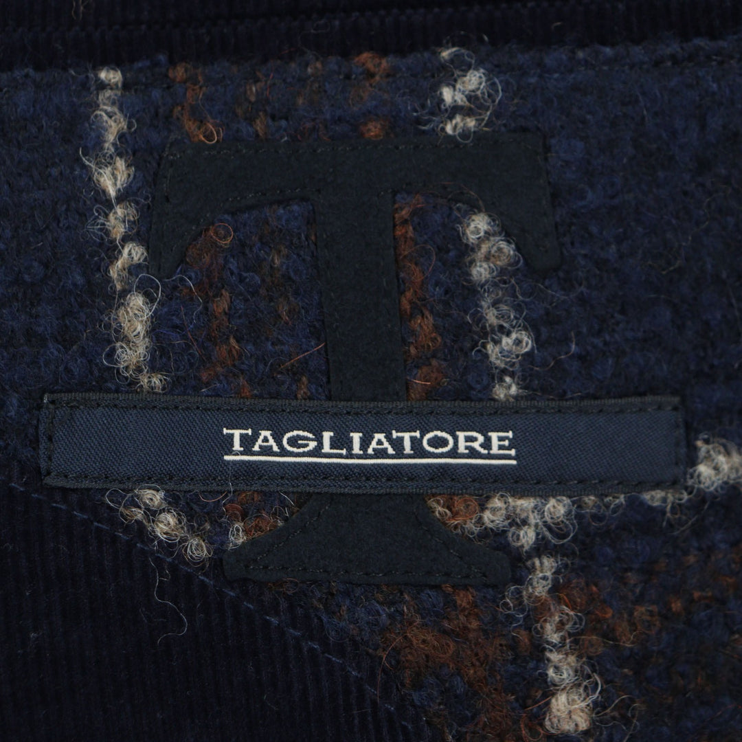 極美品▼TAGLIATORE タリアトーレ ウール アルパカ混 チェック柄 ツイード シングルジャケット テーラード ネイビー 50 正規品 メンズ