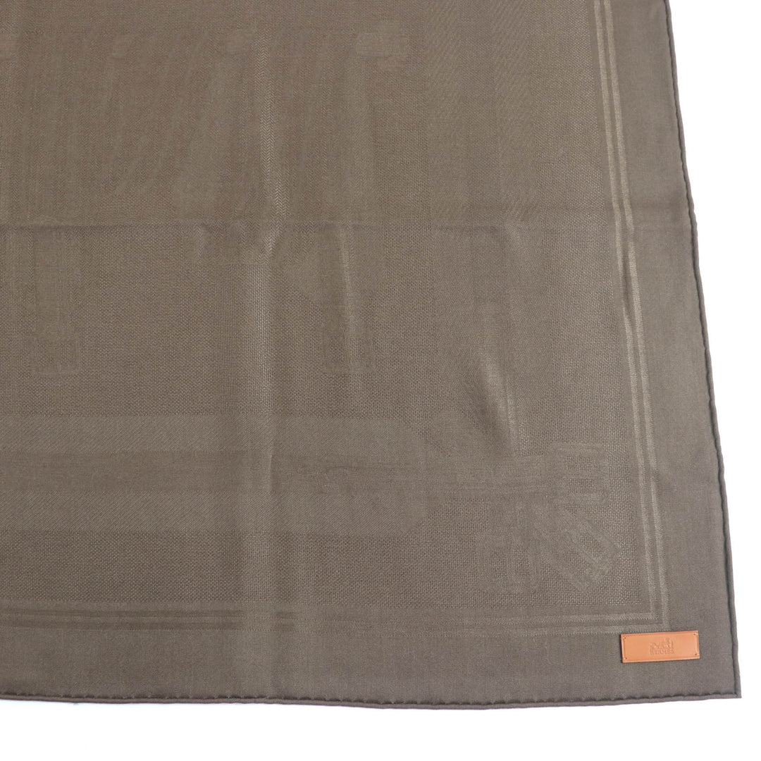 未使用品★HERMES エルメス カレ115 サングル カシミヤ シルク混 マロン・グラッセ レザーパッチ付き 超大判スカーフ 箱付 定価195800円