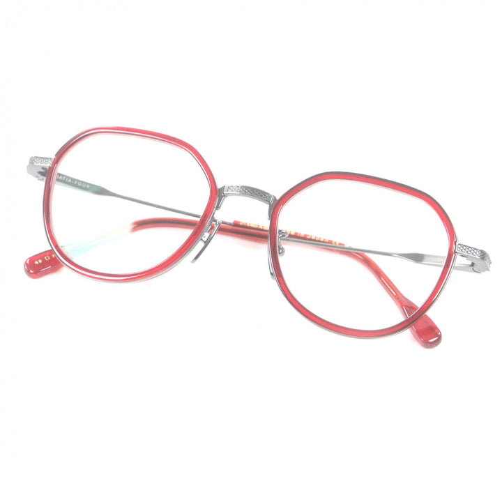 未使用品□DITA ディータ DTX453-A-03 AVIATIA-FOUR メガネ 眼鏡 アイウェア クリアレッド ガンメタリック 49□20-140 デモレンズ 日本製
