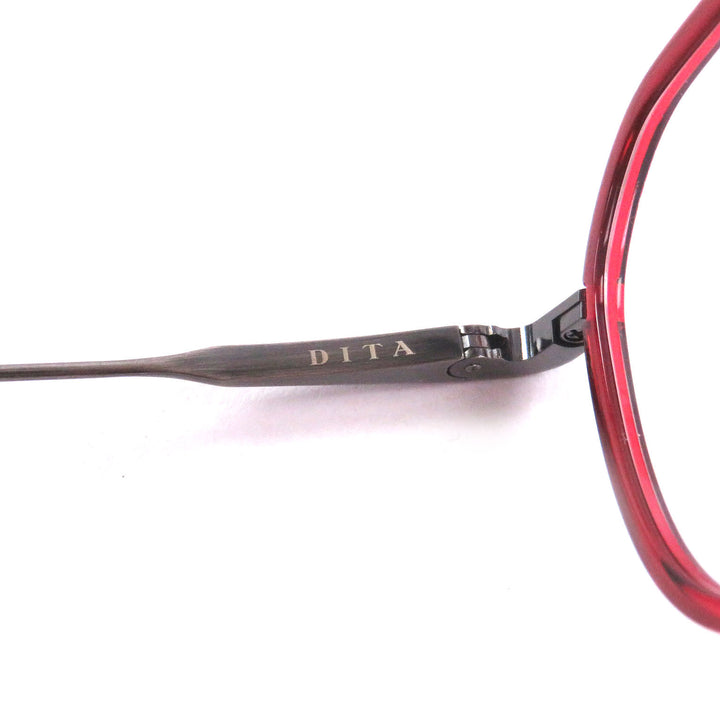 未使用品□DITA ディータ DTX453-A-03 AVIATIA-FOUR メガネ 眼鏡 アイウェア クリアレッド ガンメタリック 49□20-140 デモレンズ 日本製