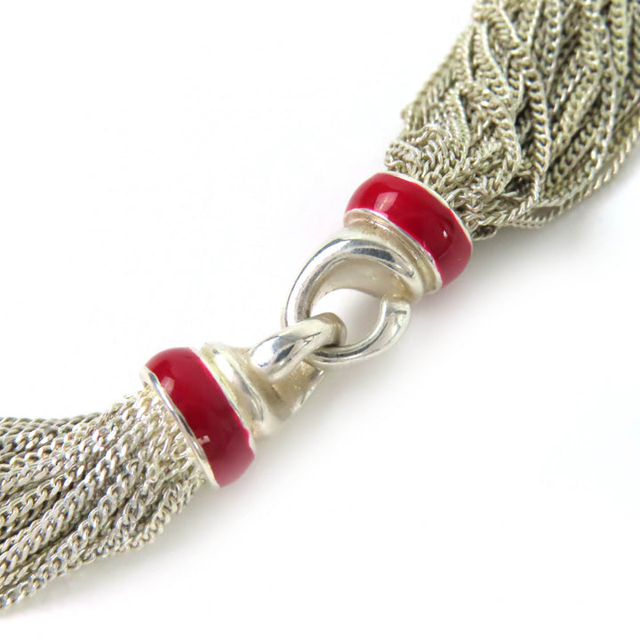 美品△TIFFANY&amp;Co. ティファニー マルチストランド ネックレス アクセサリー 925 全長43.5cm シルバー レッド 伊製 重量60.2g レディース