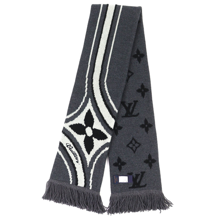 極美品△LOUIS VUITTON ルイヴィトン 2025年製 M97784 マフラー グラフィック フラワー ウール コットン フリンジ 正規品 定価111100円