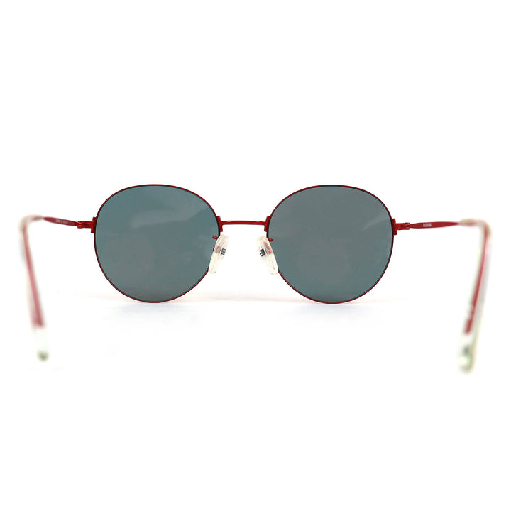 美品△BALENCIAGA バレンシアガ BB0016SK ロゴ ラウンド ミラーレンズ サングラス レッド 55□20-145 ケース付き イタリア製 メンズ