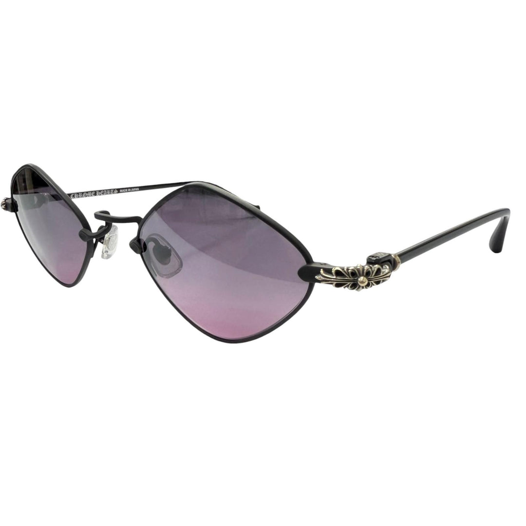 極美品□CHROME HEARTS クロムハーツ DIAMOND DOG SV925使い フローラルクロス サングラス マットブラック 50□22-141 度入り 日本製