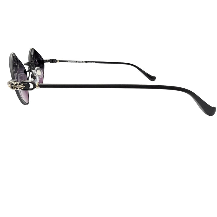 極美品□CHROME HEARTS クロムハーツ DIAMOND DOG SV925使い フローラルクロス サングラス マットブラック 50□22-141 度入り 日本製