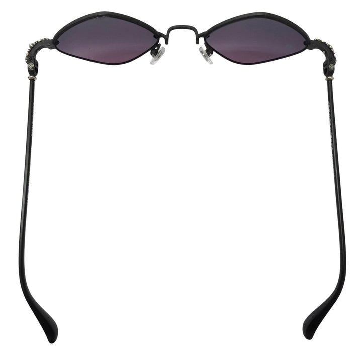 極美品□CHROME HEARTS クロムハーツ DIAMOND DOG SV925使い フローラルクロス サングラス マットブラック 50□22-141 度入り 日本製