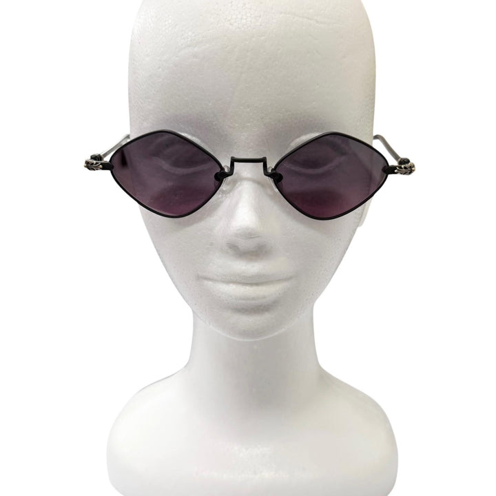 極美品□CHROME HEARTS クロムハーツ DIAMOND DOG SV925使い フローラルクロス サングラス マットブラック 50□22-141 度入り 日本製
