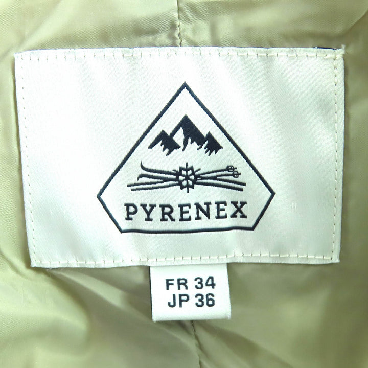 美品△Pyrenex ピレネックス GRENOBLE グルノーブル ロゴワッペン ファー フード付き ダウンジャケット ダウンコート ベージュ 36 正規品