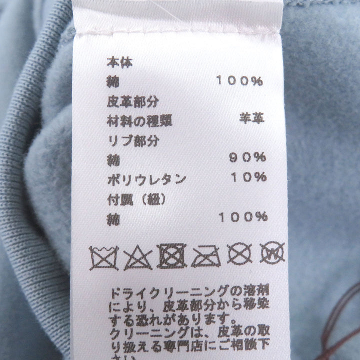 未使用品□HERMES エルメス 22AW スーパーH ホース ラムレザーパッチ プルオーバーパーカー ライトブルー M イタリア製 正規品 メンズ
