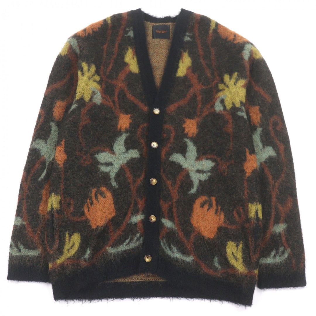 極美品□Taiga Igari タイガ イガリ 23AW BOUQUET CARDIGAN ボタニカル モヘア ニットカーディガン ブラック系 L 日本製 正規品 メンズ