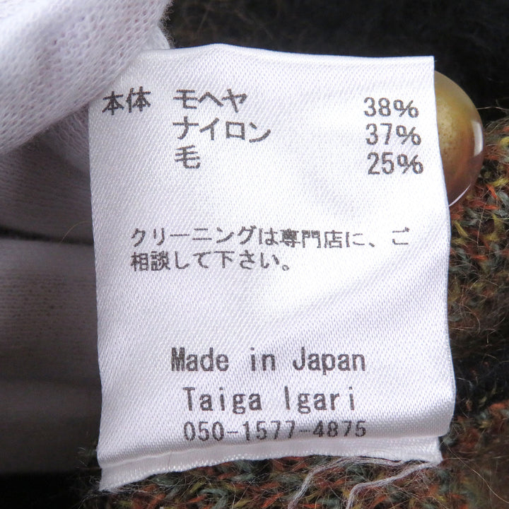 極美品□Taiga Igari タイガ イガリ 23AW BOUQUET CARDIGAN ボタニカル モヘア ニットカーディガン ブラック系 L 日本製 正規品 メンズ