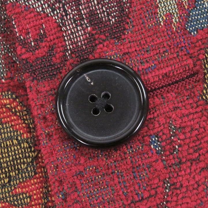 極美品□DOLCE&amp;GABBANA ドルチェ＆ガッバーナ 黒タグ フラワー 総柄 ジャガード チェスターコート レッド 48 ハンガー付き 伊製 正規品