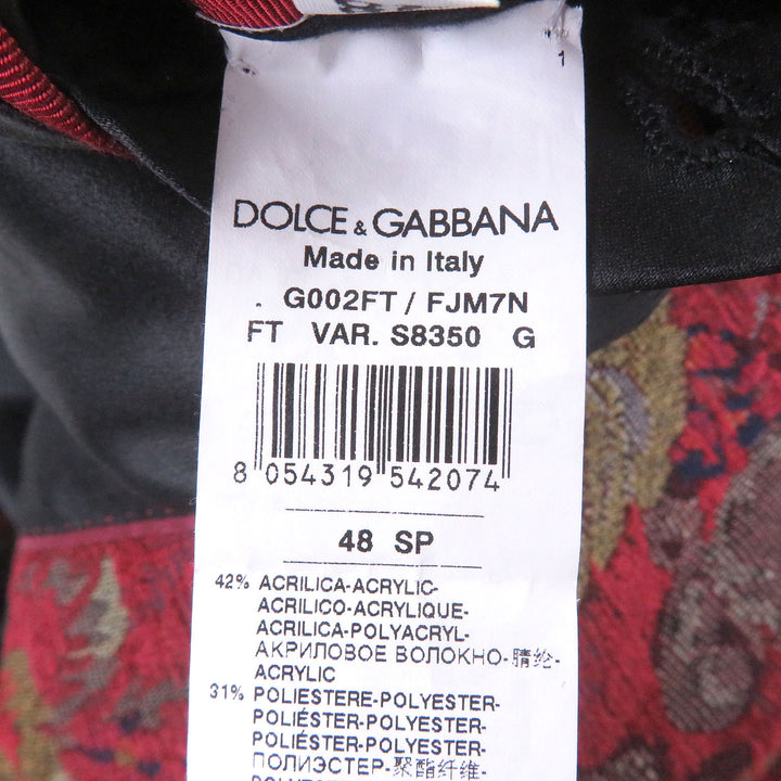 極美品□DOLCE&amp;GABBANA ドルチェ＆ガッバーナ 黒タグ フラワー 総柄 ジャガード チェスターコート レッド 48 ハンガー付き 伊製 正規品