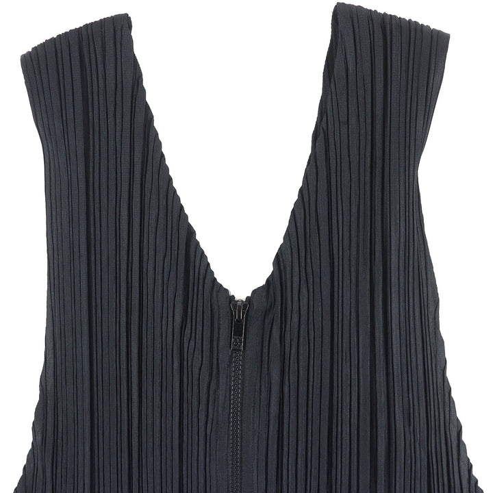 美品△PLEATS PLEASE プリーツプリーズ イッセイミヤケ PP53-JI404 フロントジップ Vネック サロペット ツナギ オールインワン 3 正規品