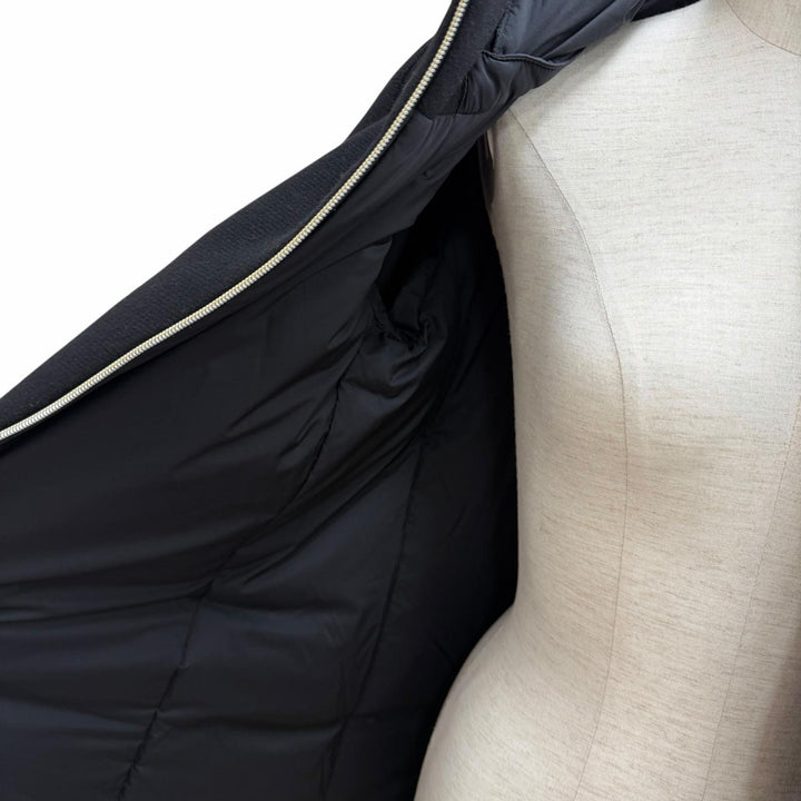 美品★Herno ヘルノ PI001564D ウール混 フード付 切替デザイン ZIP UP ダウンコート ブラック 44 イタリア製 正規品 レディース