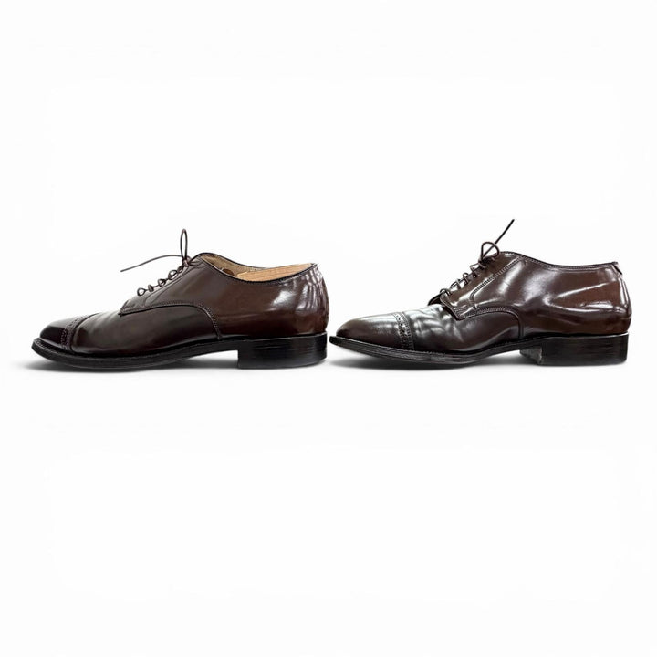 良品△ALDEN オールデン 56201 コードバン 外羽根 パンチドキャップトゥ レースアップ レザーシューズ ブラウン 9 イングランド製 メンズ