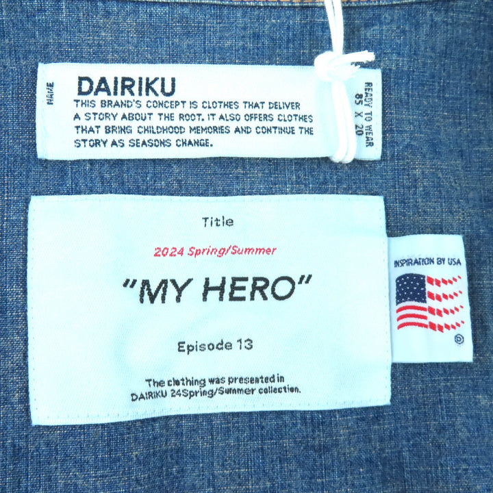 未使用品△DAIRIKU ダイリク デニム 24SS ウエスタン オーバーシャツ コットン100％ ダメージ加工 長袖シャツ インディゴ 44 L 正規品