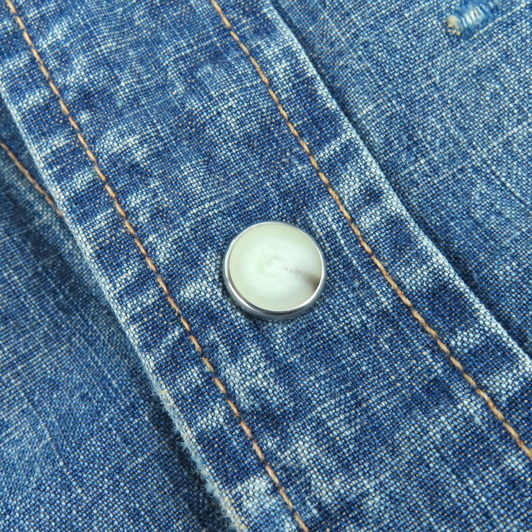 未使用品△DAIRIKU ダイリク デニム 24SS ウエスタン オーバーシャツ コットン100％ ダメージ加工 長袖シャツ インディゴ 44 L 正規品