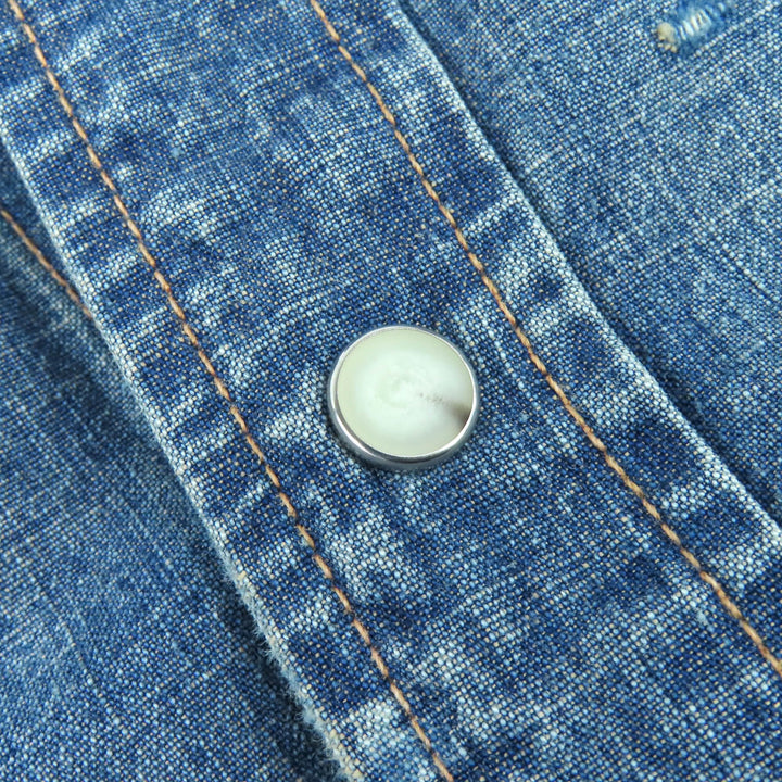 未使用品△DAIRIKU ダイリク デニム 24SS ウエスタン オーバーシャツ コットン100％ ダメージ加工 長袖シャツ インディゴ 44 L 正規品