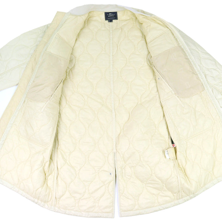極美品△WOOLRICH ウールリッチ WJOU0103 ダイアモンドインサレーションコート ロゴ刺繍 ロングキルティングコート アイボリー XL 正規品