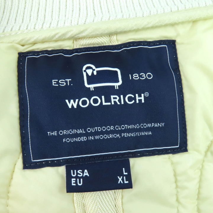 極美品△WOOLRICH ウールリッチ WJOU0103 ダイアモンドインサレーションコート ロゴ刺繍 ロングキルティングコート アイボリー XL 正規品