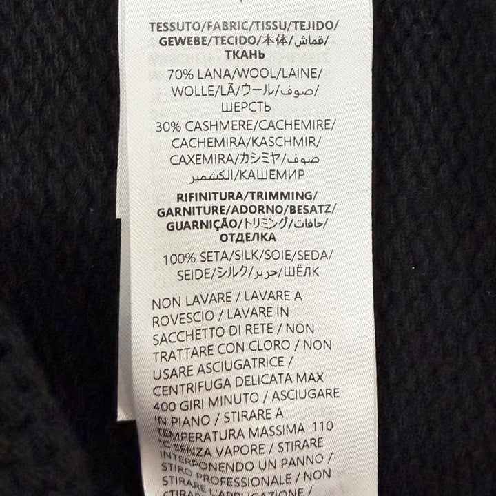 美品◇GUCCI グッチ 800434 シルク100％バックリボン カシミヤ混 ウール オーバー ニット フリルセーター 黒 S 伊製 正規品 レディース