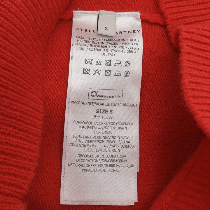 未使用品▲Stella McCartney ステラマッカートニー ウール100％ レース切替 セーター 長袖ニット レッド S イタリア製 正規品 レディース