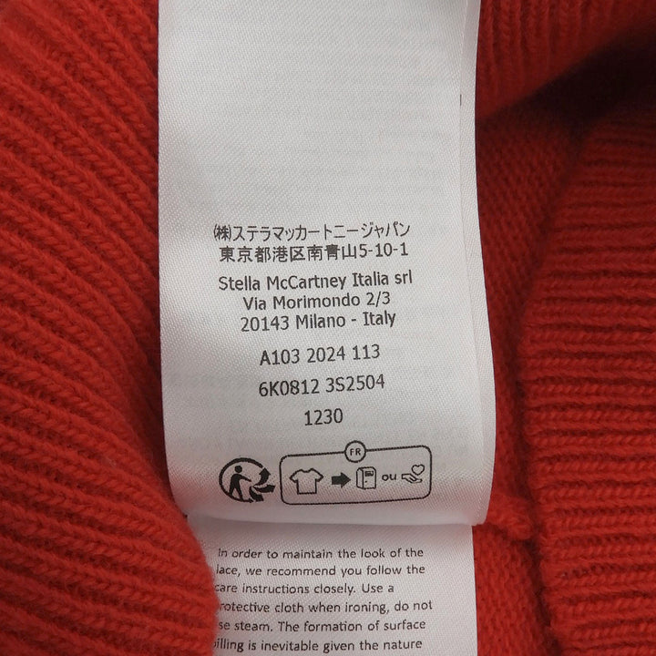 未使用品▲Stella McCartney ステラマッカートニー ウール100％ レース切替 セーター 長袖ニット レッド S イタリア製 正規品 レディース