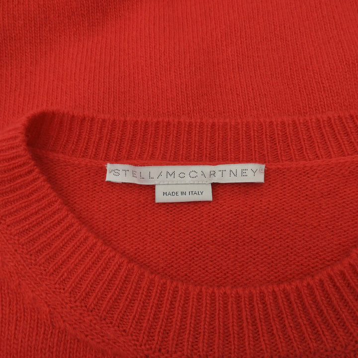 未使用品▲Stella McCartney ステラマッカートニー ウール100％ レース切替 セーター 長袖ニット レッド S イタリア製 正規品 レディース