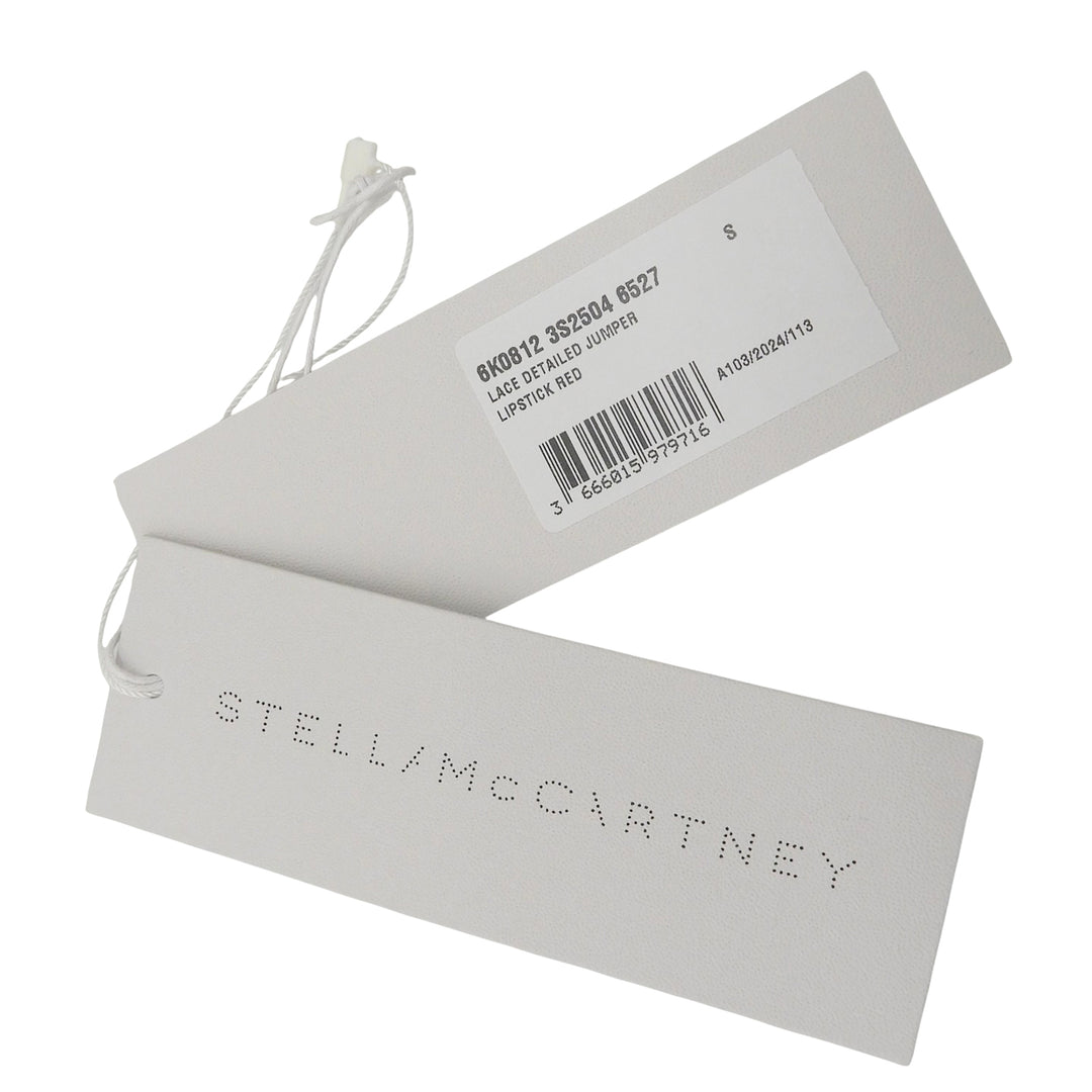未使用品▲Stella McCartney ステラマッカートニー ウール100％ レース切替 セーター 長袖ニット レッド S イタリア製 正規品 レディース