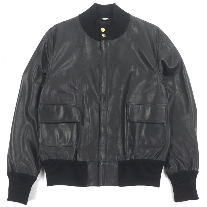 美品□GUCCI グッチ 621460 羊革 ウール GG金ボタン ボンバージャケット ライダースジャケット ブラック 48 イタリア製 正規品 メンズ