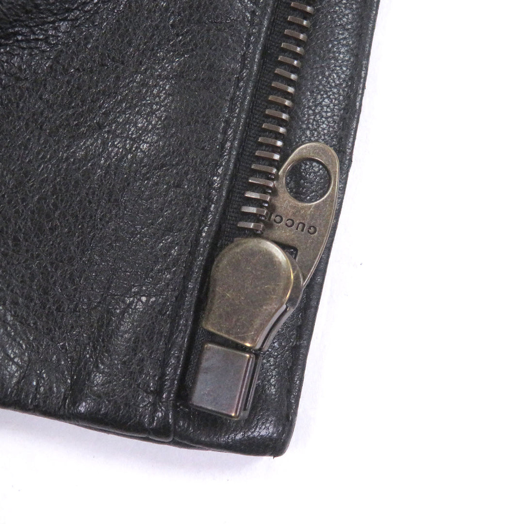 美品□GUCCI グッチ 621460 羊革 ウール GG金ボタン ボンバージャケット ライダースジャケット ブラック 48 イタリア製 正規品 メンズ