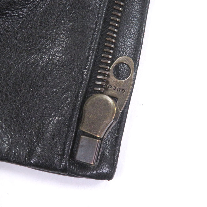 美品□GUCCI グッチ 621460 羊革 ウール GG金ボタン ボンバージャケット ライダースジャケット ブラック 48 イタリア製 正規品 メンズ