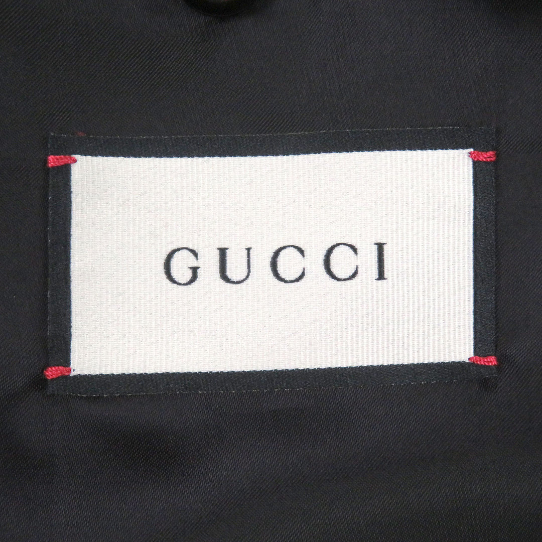美品□GUCCI グッチ 621460 羊革 ウール GG金ボタン ボンバージャケット ライダースジャケット ブラック 48 イタリア製 正規品 メンズ